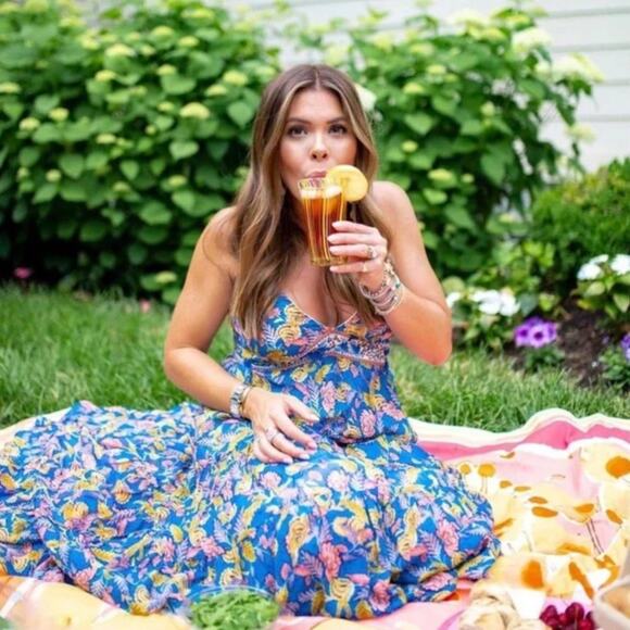 ANTHROPOLOGIE x VERB PALLAVI SINGHEE Vineyard Maxi Dress Blue Sz 8 {P10} - Picture 1 of 9